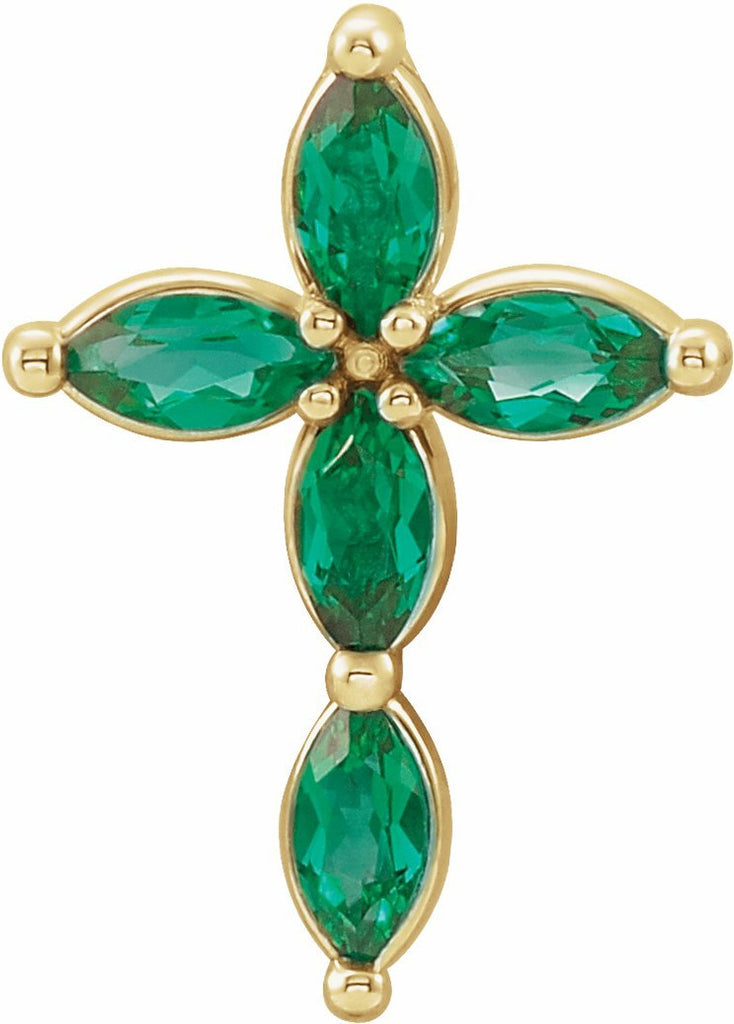 14k yellow emerald cross pendant