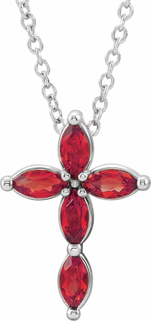 14k white ruby cross necklace