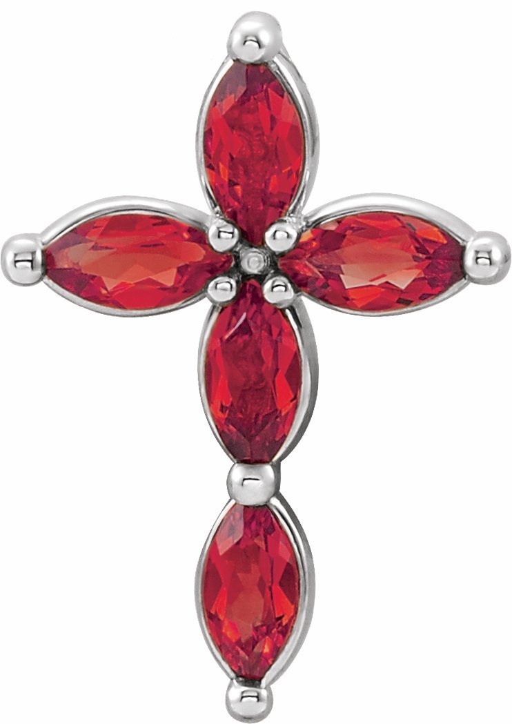 sterling silver ruby cross pendant