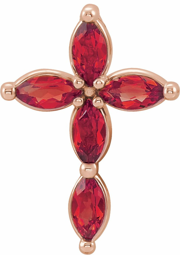 14k rose chathamâ® created ruby cross pendant