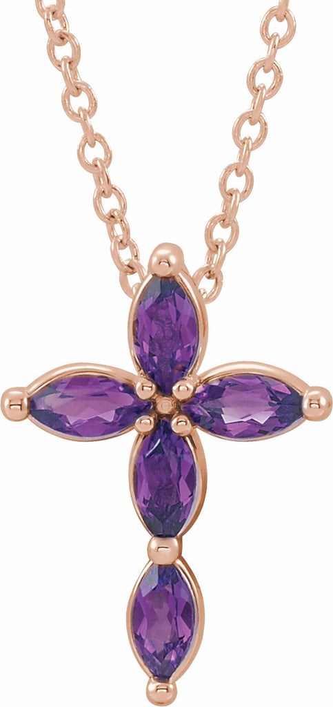 14k rose amethyst cross necklace