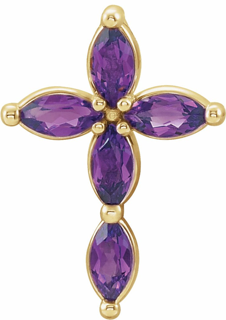 14k yellow amethyst cross pendant