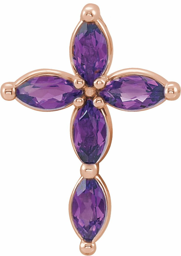 14k rose amethyst cross pendant