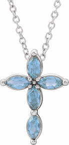 sterling silver aquamarine cross necklace