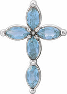 sterling silver aquamarine cross pendant