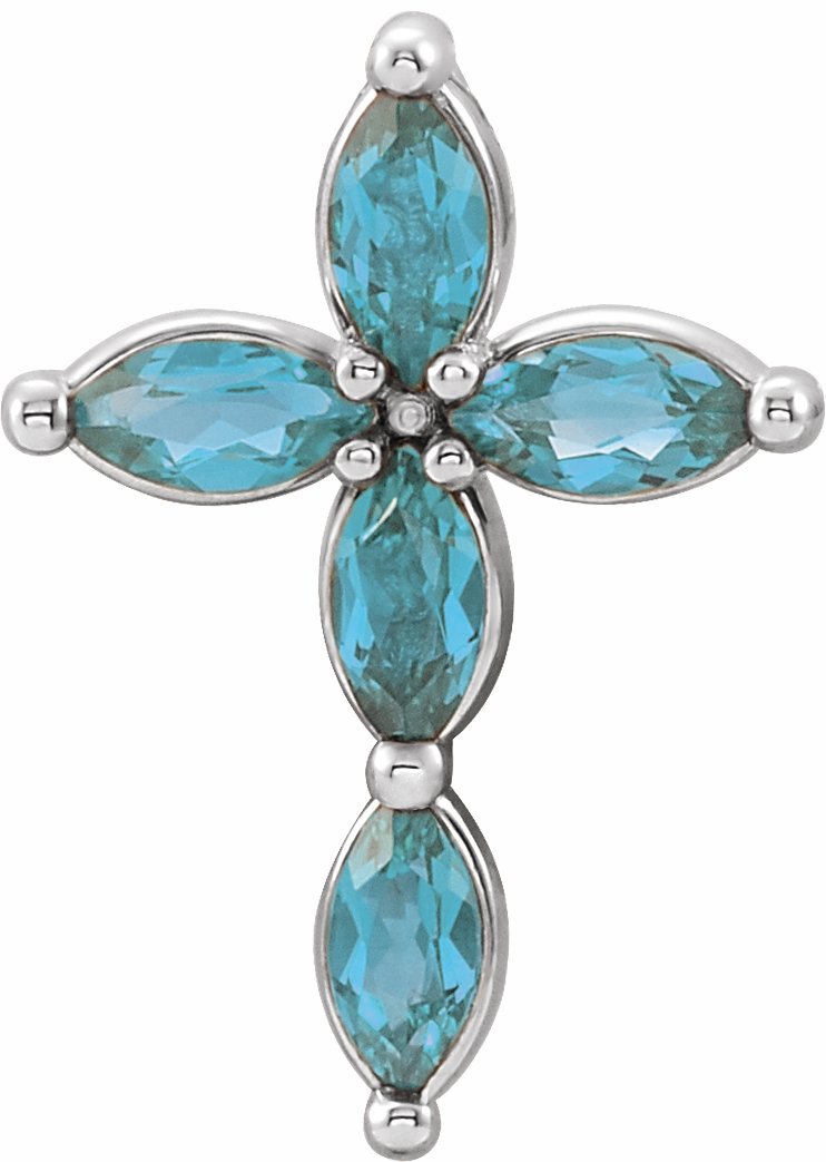 sterling silver blue zircon cross pendant