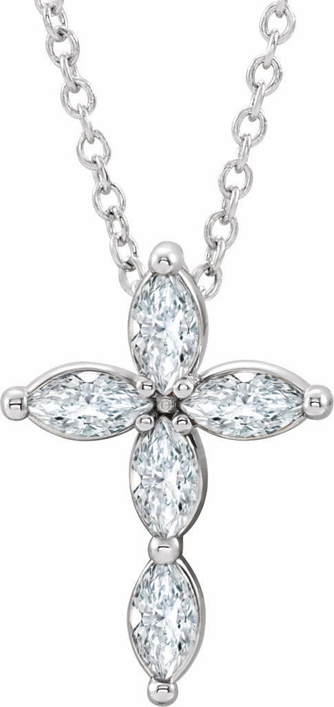 14k white sapphire cross necklace