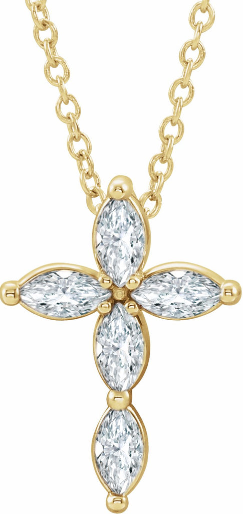 14k yellow sapphire cross necklace