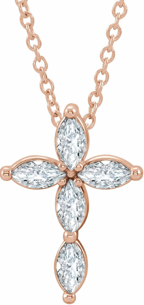 14k rose diamond cross necklace