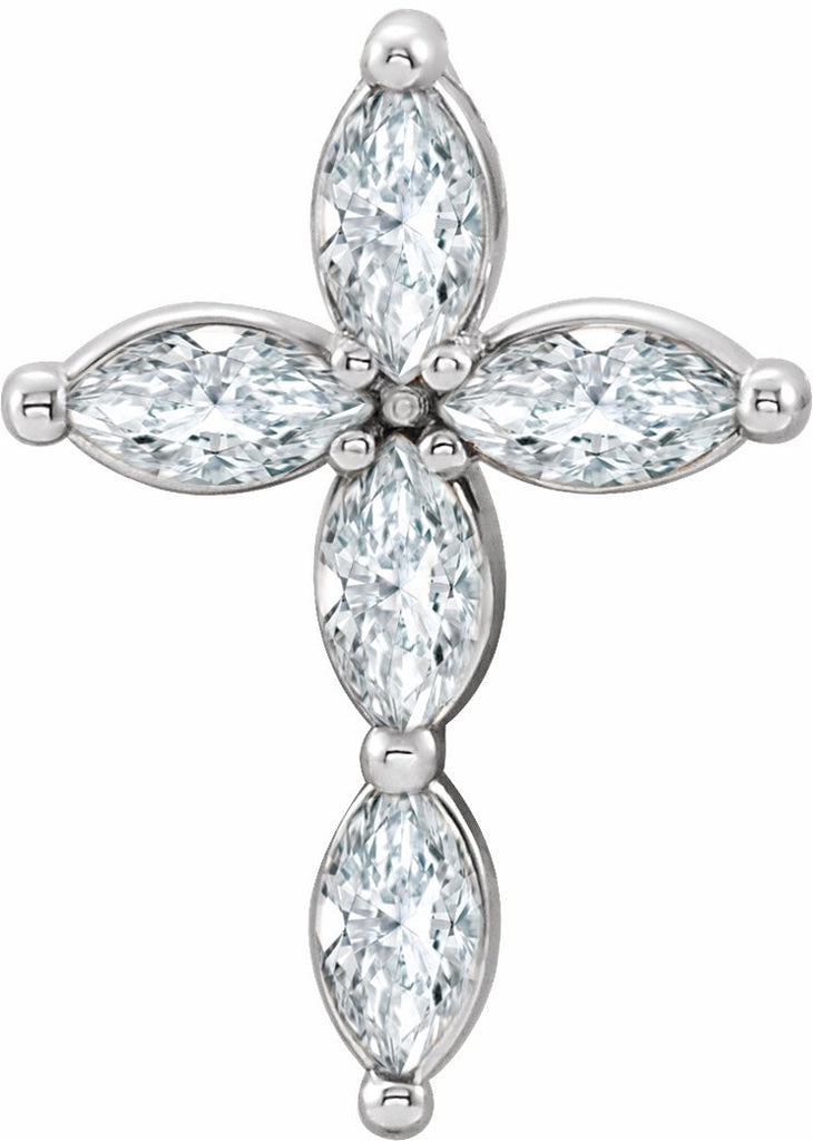 14k white diamond cross pendant