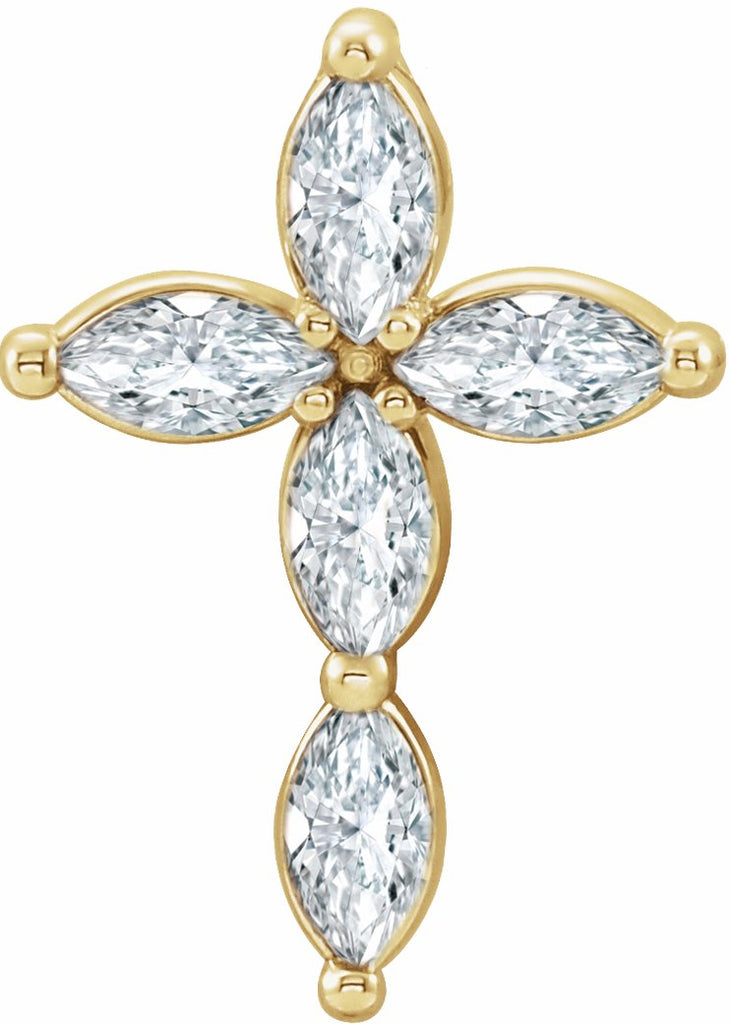 14k yellow diamond cross pendant