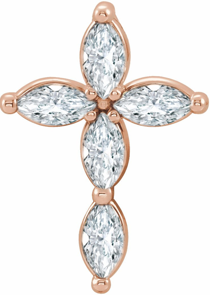 14k rose diamond cross pendant