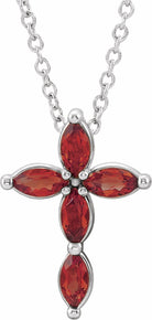 sterling silver mozambique garnet cross necklace