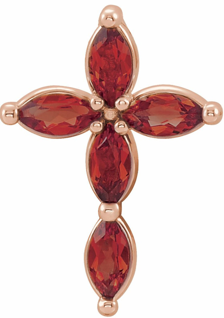 14k rose mozambique garnet cross pendant