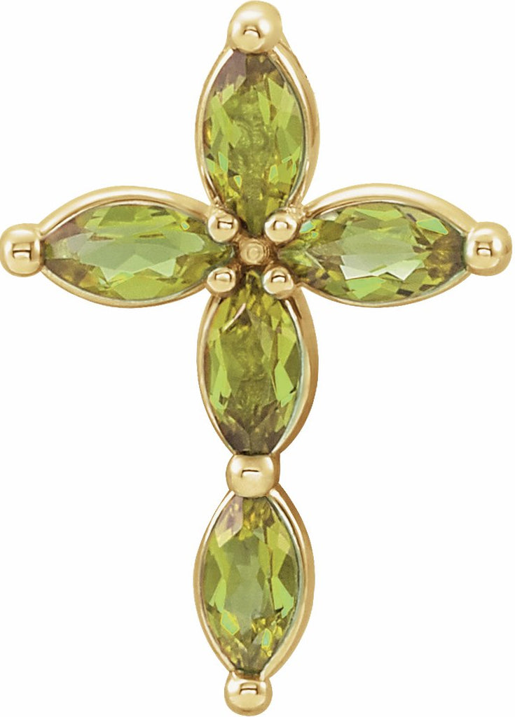 14k yellow peridot cross pendant