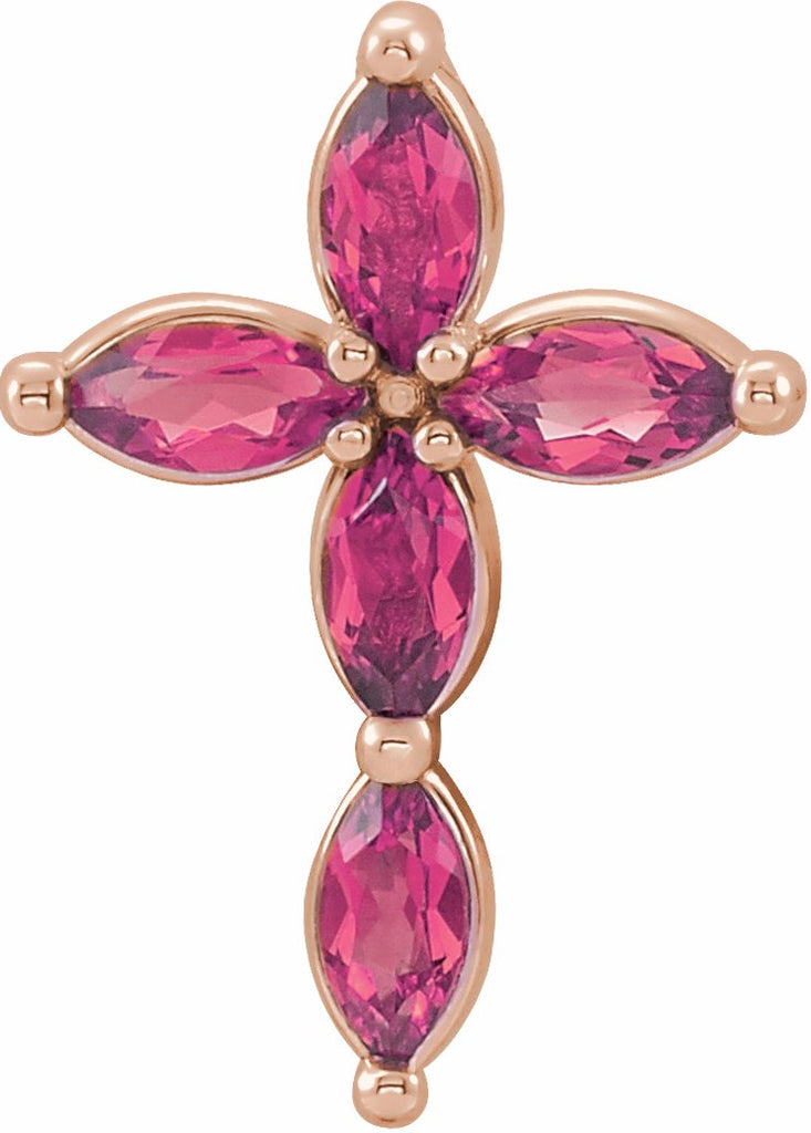 14k rose pink tourmaline cross pendant