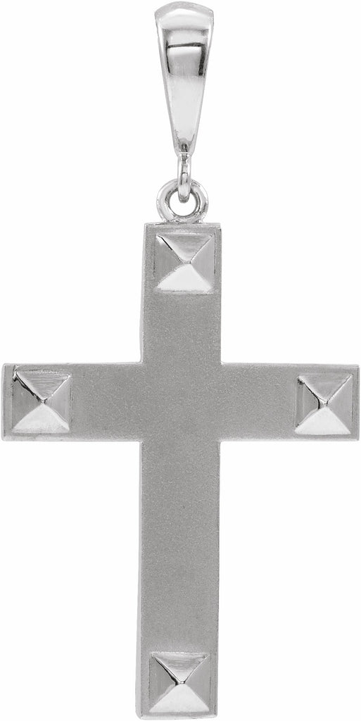 14k white cross pendant