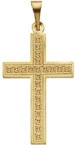 14k yellow 22x14 mm geometric cross pendant