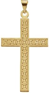 14k white 39x25 mm geometric cross pendant