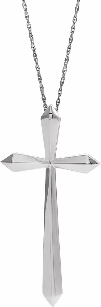 platinum 38x18.5 mm elongated cross 20" necklace