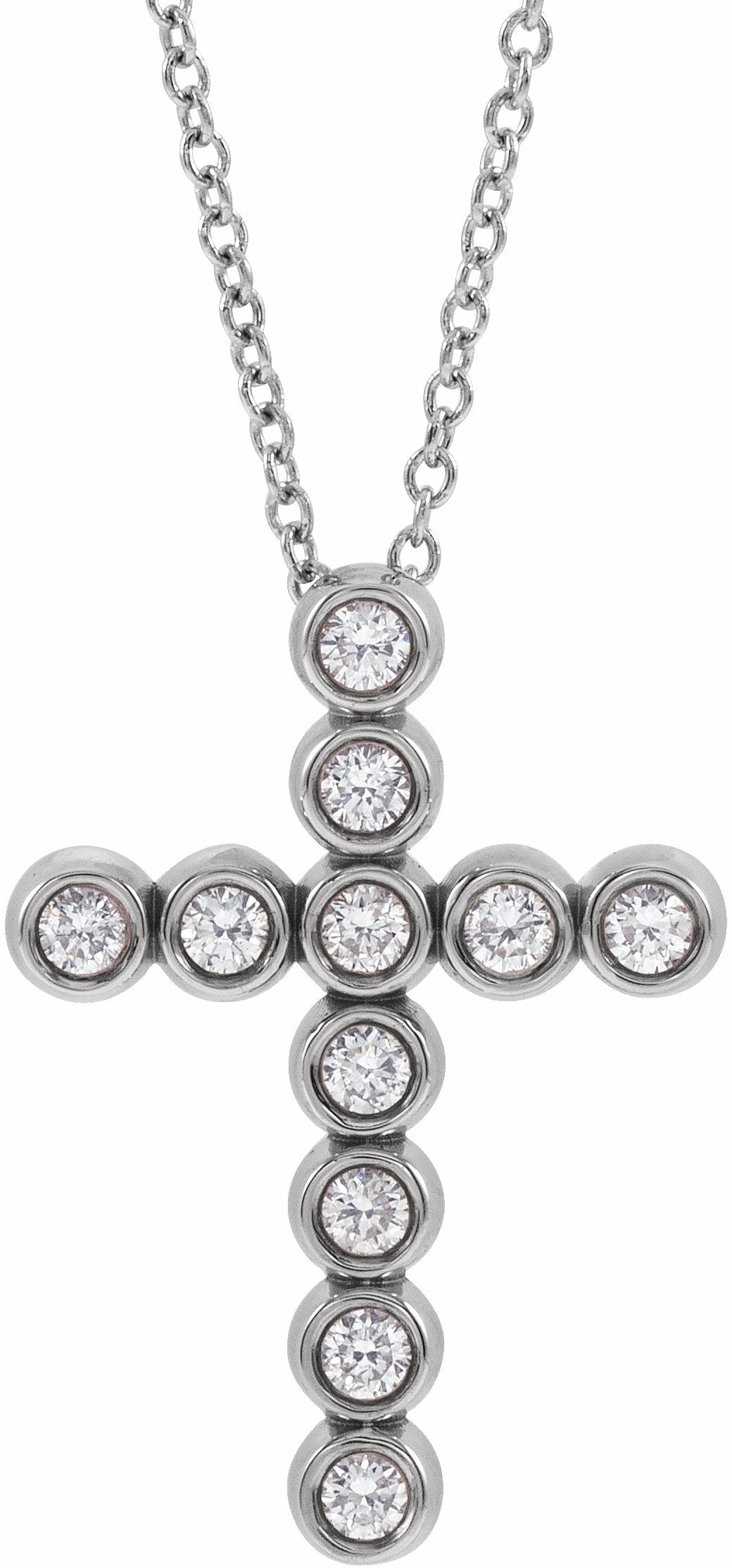 sterling silver 1/4 ctw diamond cross 16-18" necklace