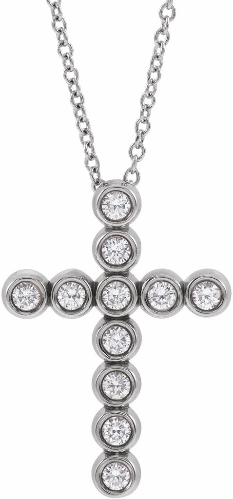 platinum 1/4 ctw diamond cross 16-18" necklace