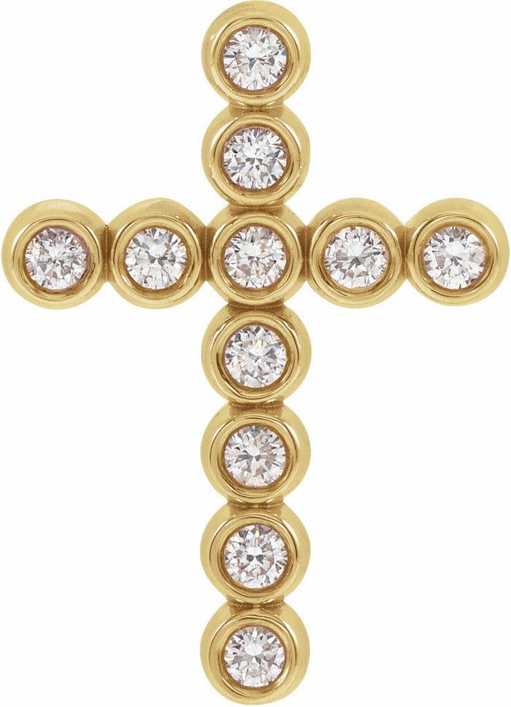 14k yellow 1/4 ctw diamond cross pendant