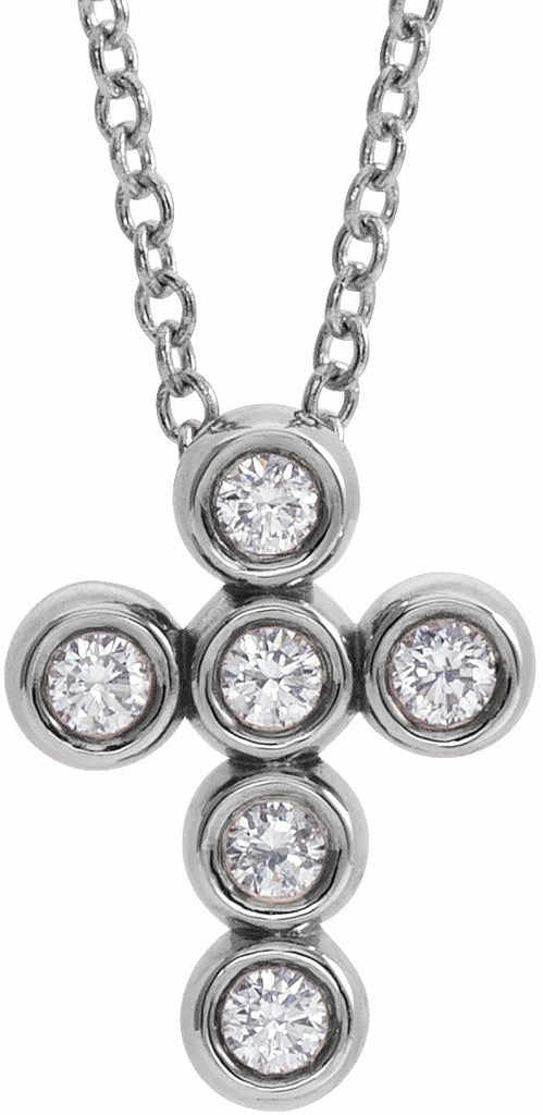 platinum 1/6 ctw diamond cross 16-18" necklace