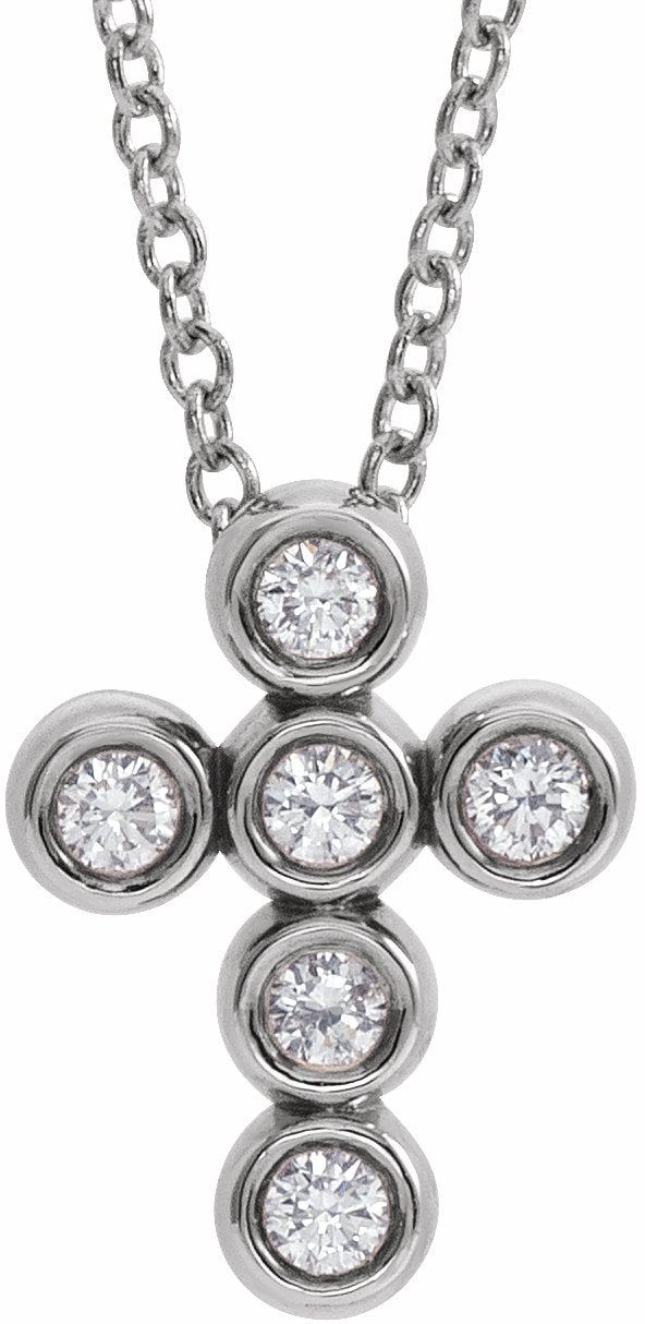 sterling silver 1/6 ctw diamond cross 16-18" necklace