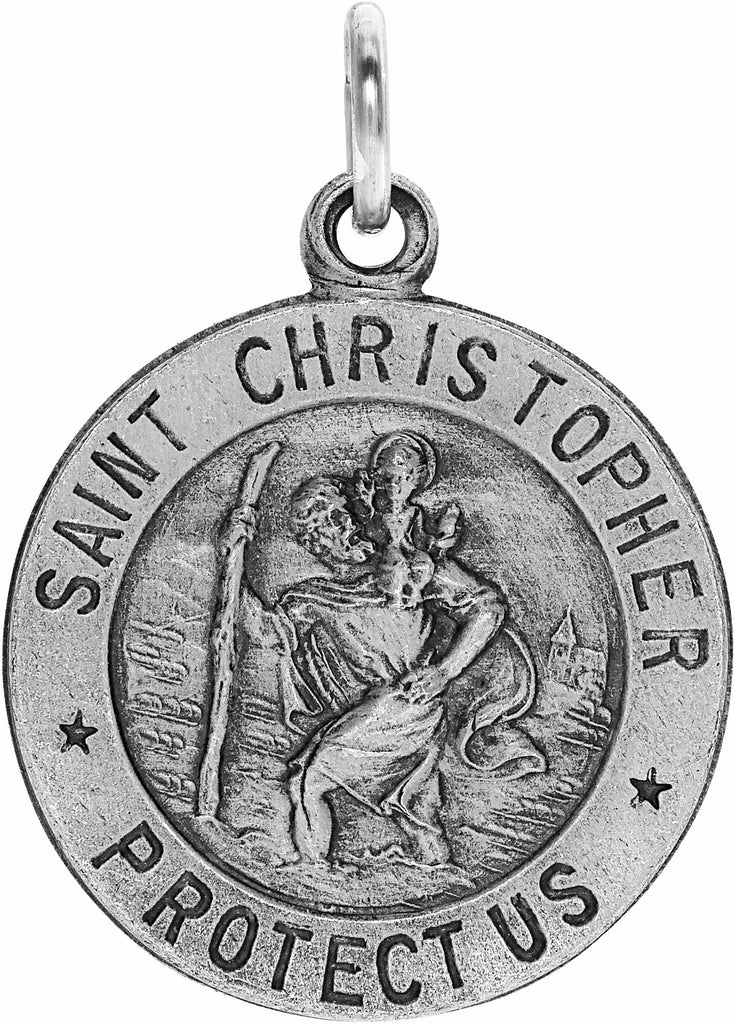 14k white 15 mm st. christopher medal