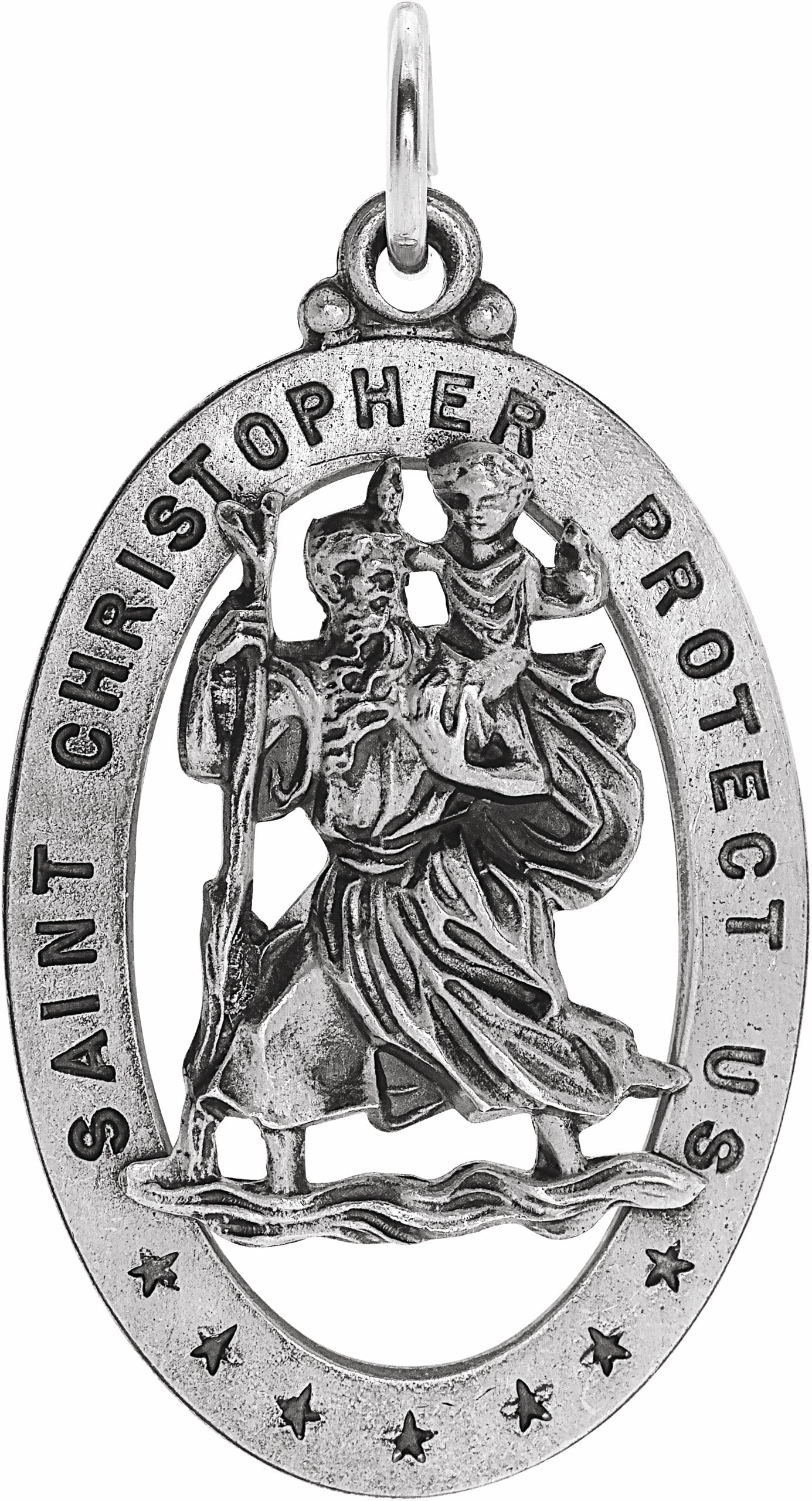 sterling silver 29x20 mm oval st. christopher medal  