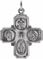 sterling silver 25x24 mm four-way cross medal  