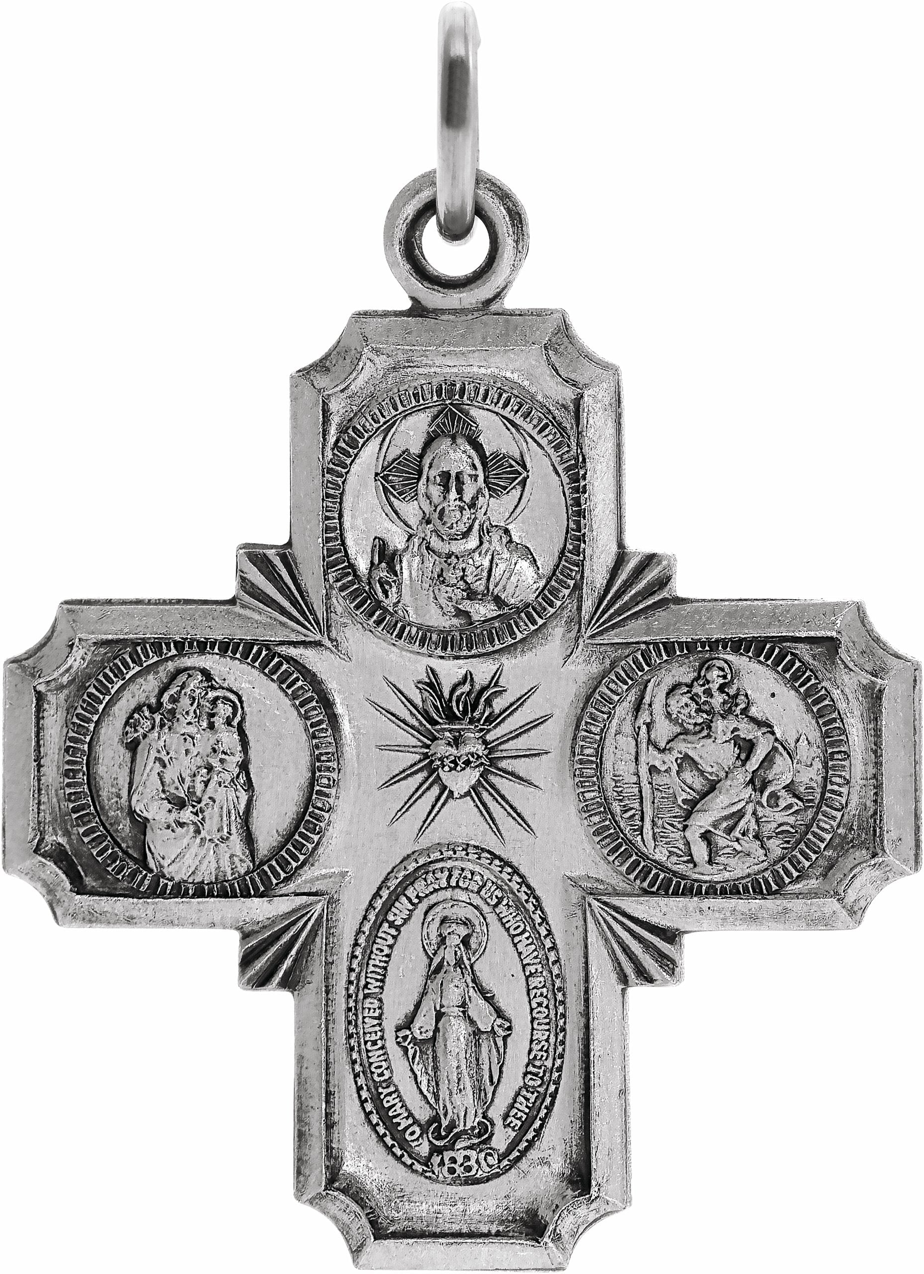 sterling silver 25x24 mm four-way cross medal  