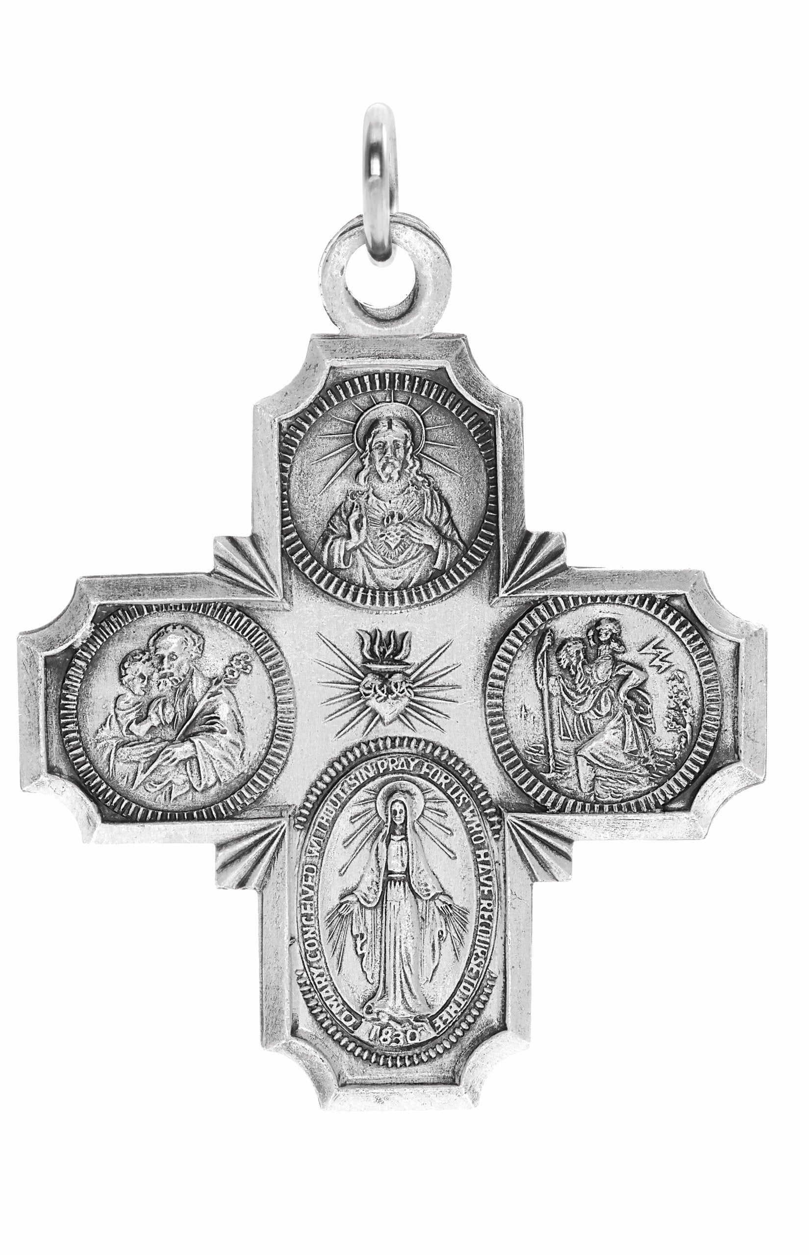 sterling silver 30x29 mm four-way cross medal  