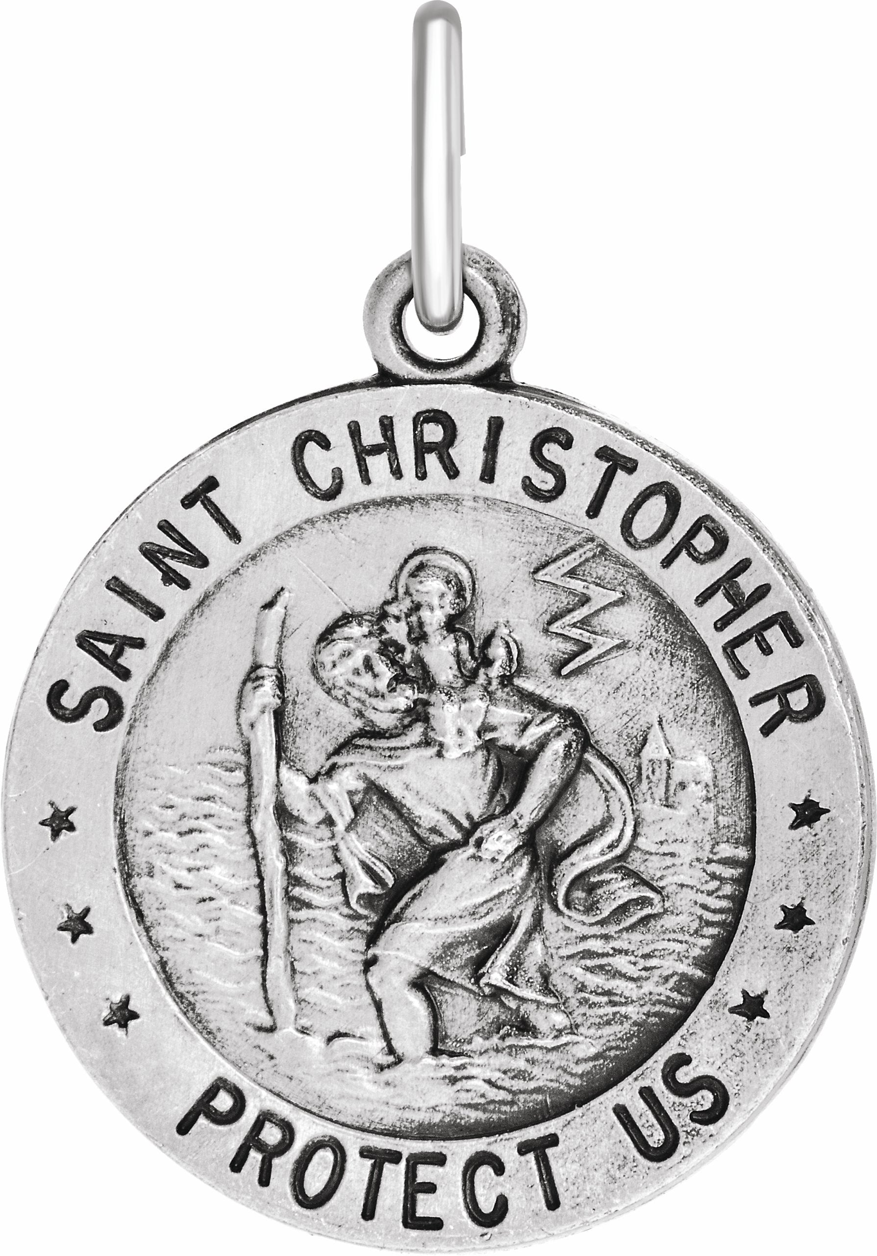 sterling silver 18 mm reversible st. christopher/u.s. army medal