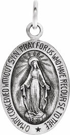 sterling silver 28.5x17.5 mm oval miraculous medal only