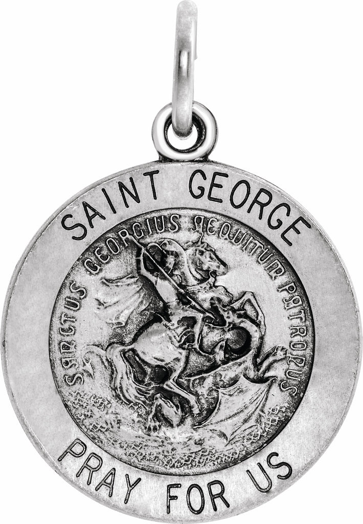 14k white 18 mm round st. george medal
