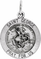 sterling silver 18 mm round st. george medal  