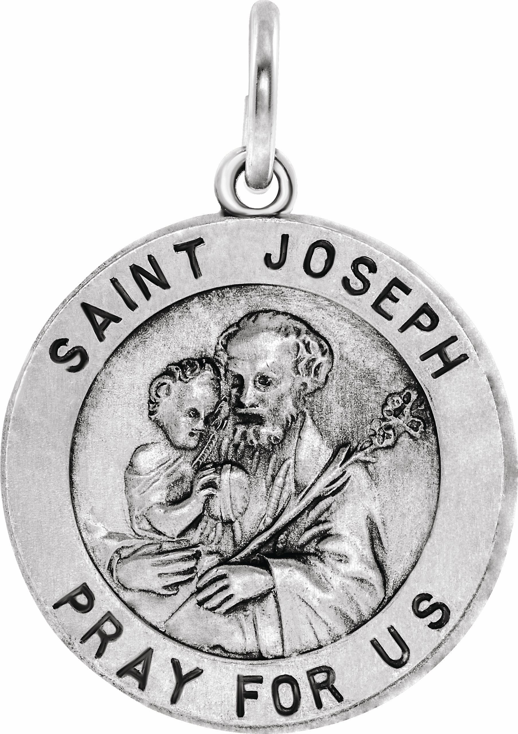 sterling silver 18 mm st. joseph medal  