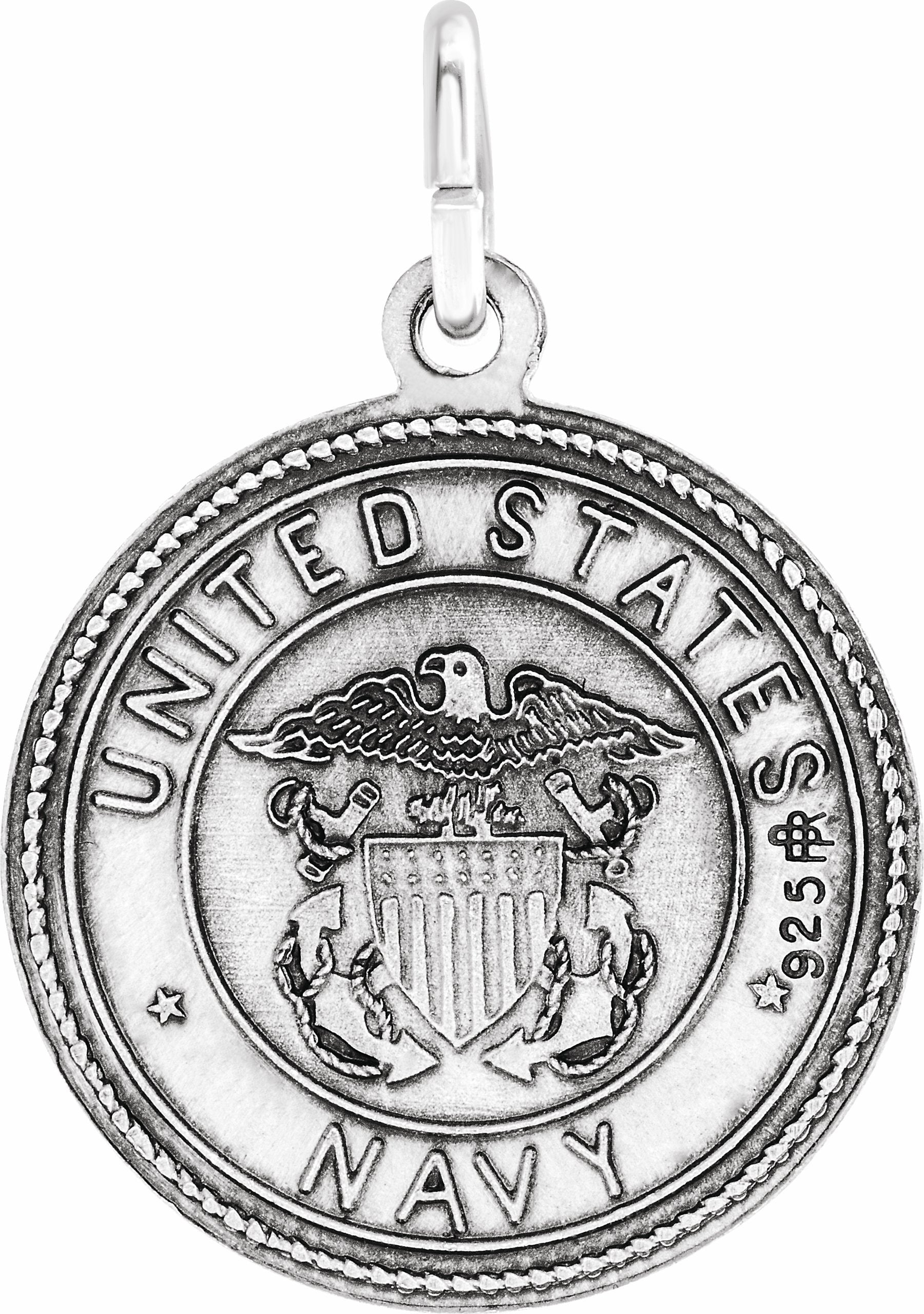 sterling silver 18 mm round st. christopher medal u.s. navy medal