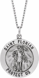 sterling silver 18 mm round st. florian medal