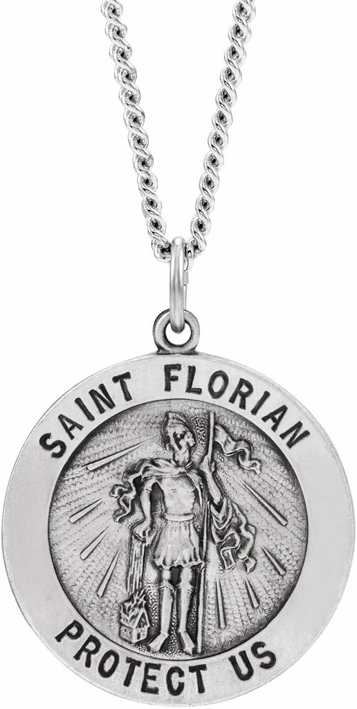 sterling silver 25 mm round st. florian medal