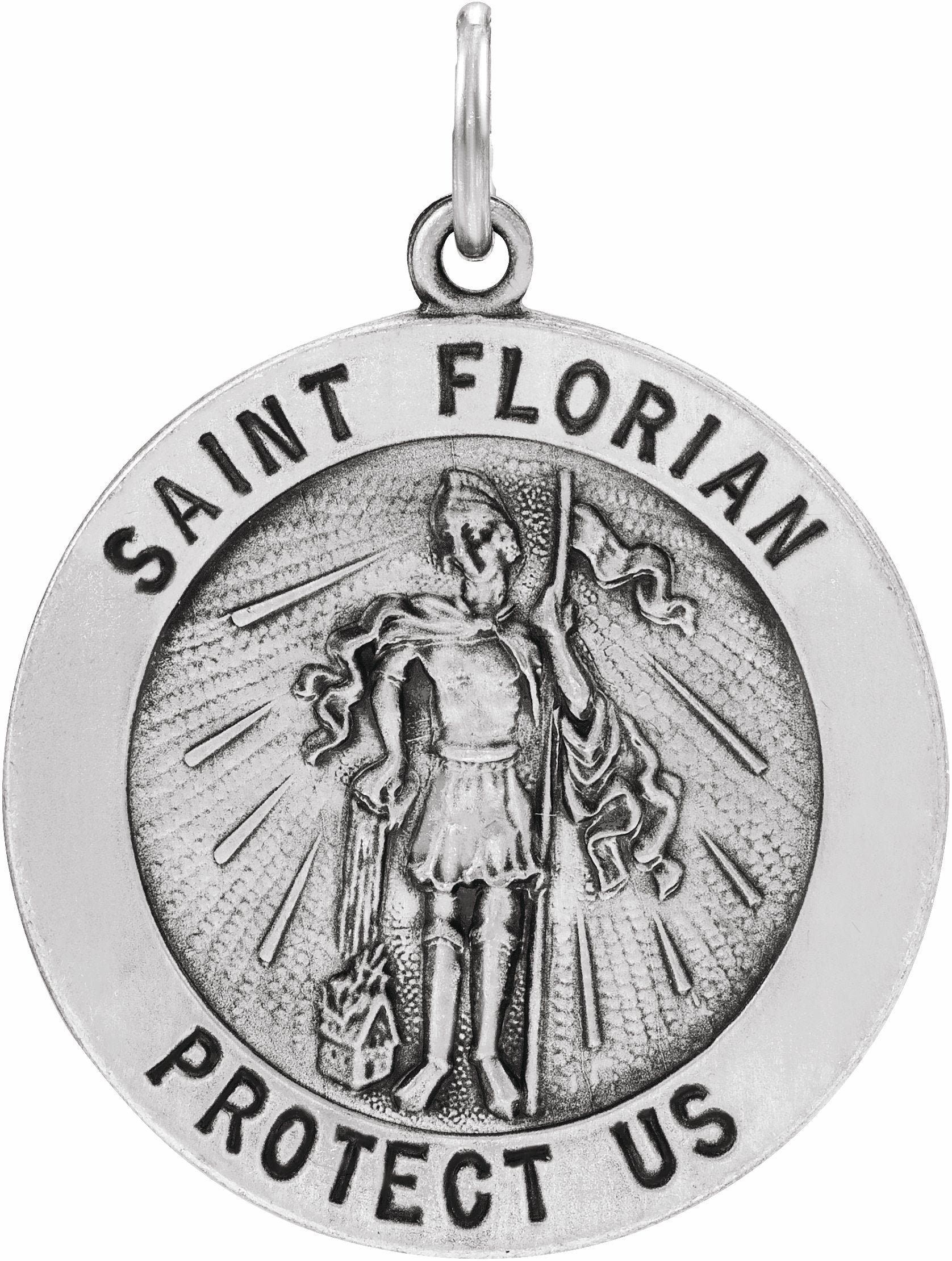 sterling silver 22 mm round st. florian medal