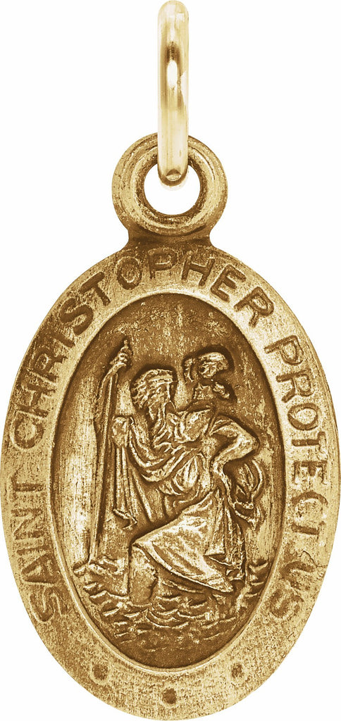 14k yellow 12x9 mm oval st. christopher medal