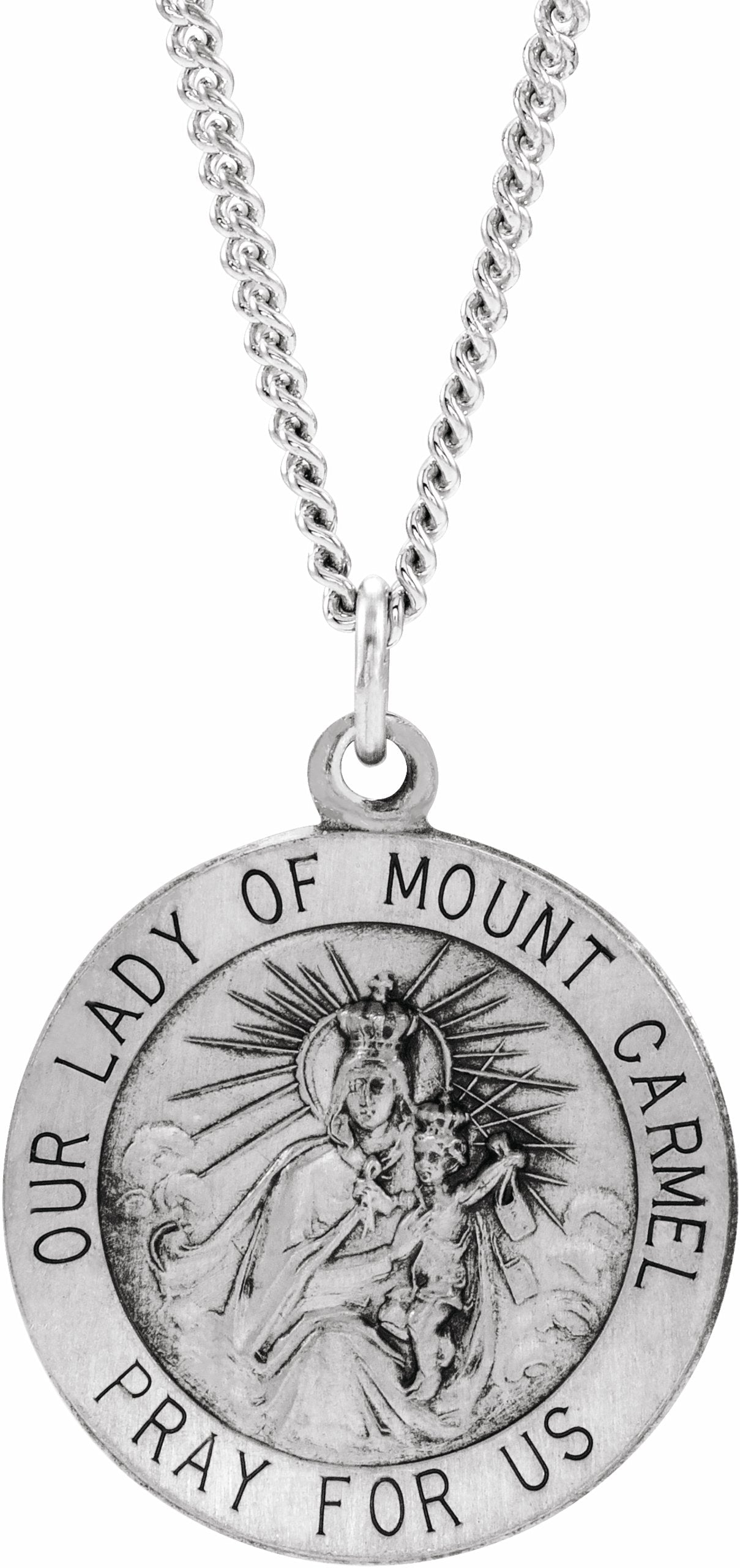 sterling silver 18 mm our lady of mount carmel medal pendant