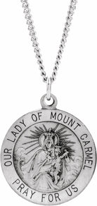 sterling silver 18 mm our lady of mount carmel medal pendant