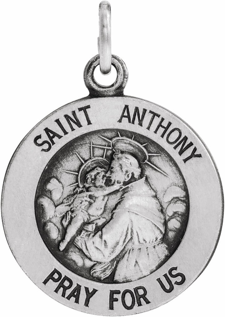 14k white 15 mm st. anthony medal