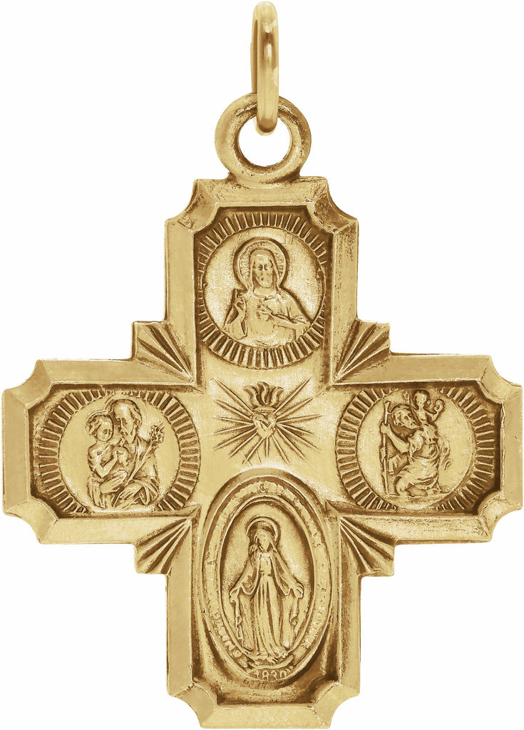 14k yellow 18x18 mm four-way cross medal