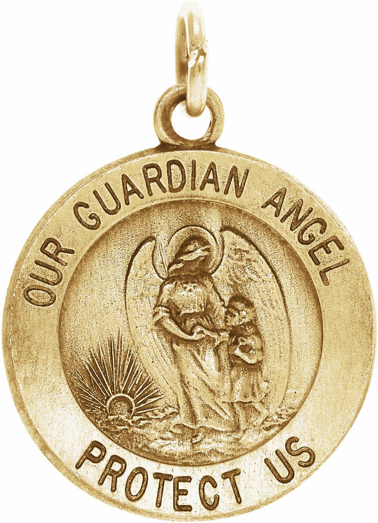 14k yellow 15 mm guardian angel medal