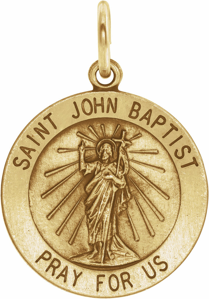 14k yellow 15 mm round st. john the baptist medal